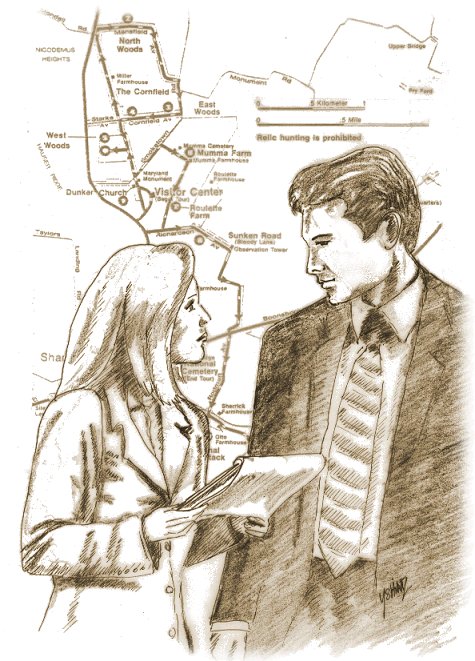 Antietam Battlefield map and Mulder and Scully